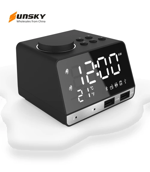 LED Bluetooth Speaker Alarm Clock with Music Display and Radio — Clock Radios