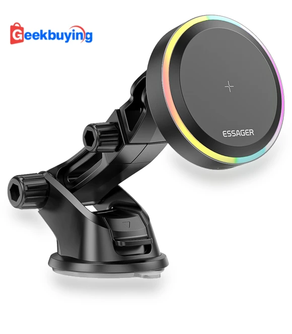 Qi 15W Car Phone Holder with RGB Magnetic Wireless Charger — Vehicle Phone Holders, ESSAGER