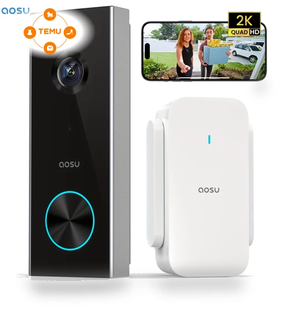 Wireless Smart Intercom with 2k Resolution and AI Detection — Smart Home Security, AOSU