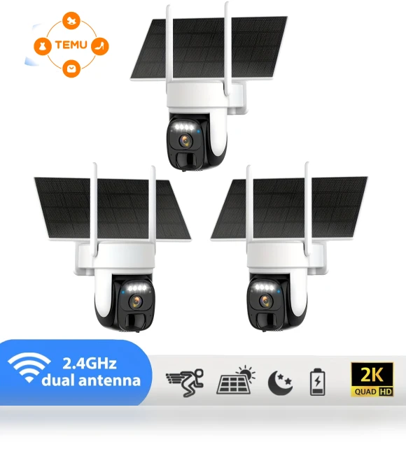 360 Solar Panel 2K FHD WiFi IP Security Camera Wireless Outdoor — Security Cameras, 360