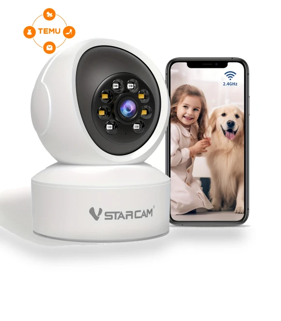 Wifi Indoor Home Security Camera with AI Detection, Color Night Vision, 360° Pan & Tilt View — Security Cameras