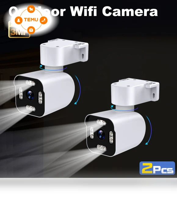 2K HD PTZ Wireless 360 Surveillance Cameras with AI Detection — Security Cameras