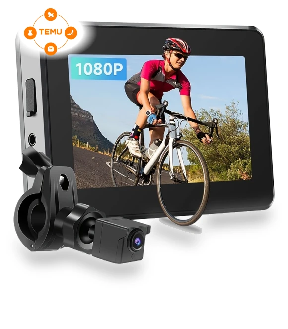 360° Rotatable Bike Rear View with 1080p HD Display — Mirrors