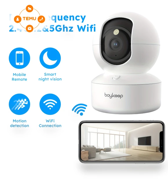 2K Smart WiFi Camera for Indoor Surveillance - 360° Panoramic View — Cameras & Monitors, Boykeep