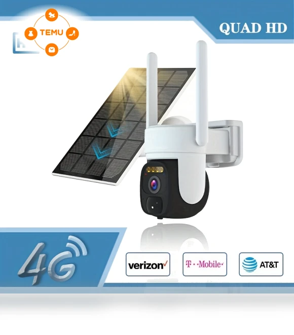 4G LTE Solar Cellular Security Camera with 2K Live Video — Smart Home Security