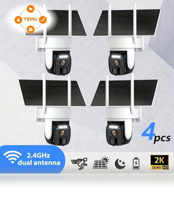 360 Solar Panel 2K FHD WiFi Camera with AI Motion Detection — Security Cameras