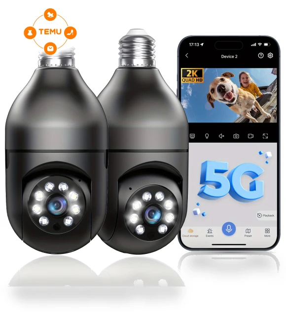 2K Bulb Security Camera Wireless Outdoor Indoor WiFi — Security Cameras