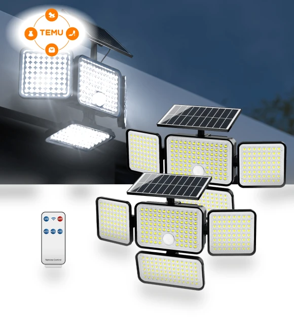 4-head Solar Motion Sensor Lights, 2500lm, Waterproof Outdoor Security — Outdoor Security & Flood Lighting, Jackyled