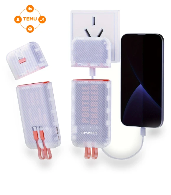 45W Portable Charger with Built-in Cables - 10000mAh Power Bank — Chargers
