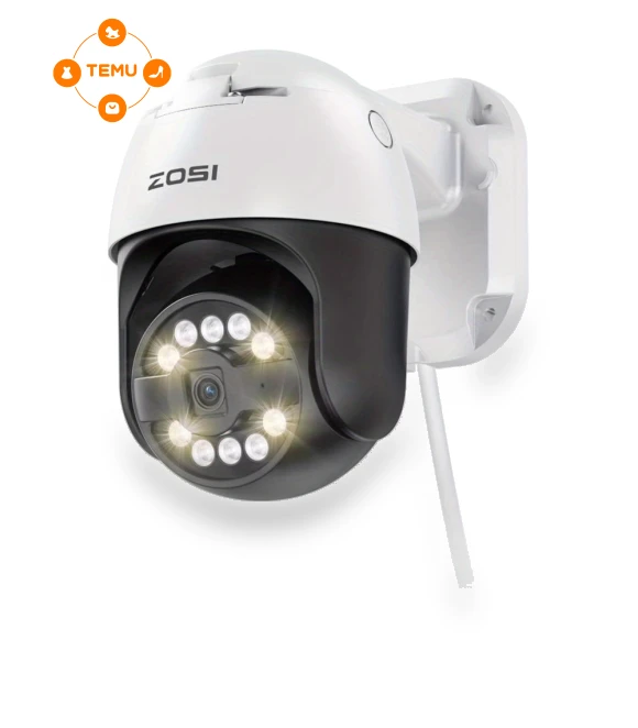 4K 8MP POE IP Pan/Tilt Security Camera with SD Card Storage and AI Car Detection — Security Cameras, ZOSI