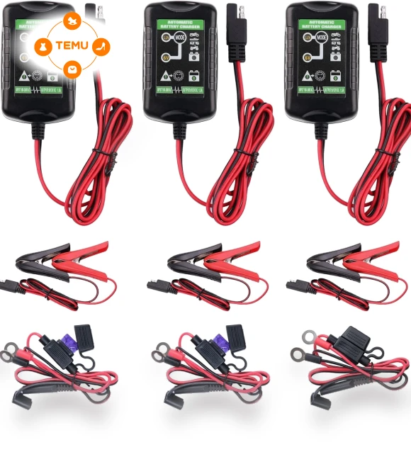 6V 12V 1.5A Smart Battery Charger 3-Pack — Battery Chargers, Lotfancy