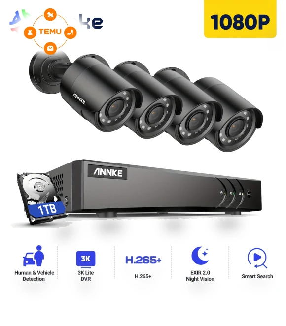 8CH 3K 5MP AI Security Camera System with 4 Cameras and 1TB Storage — Complete Surveillance Systems, Annke
