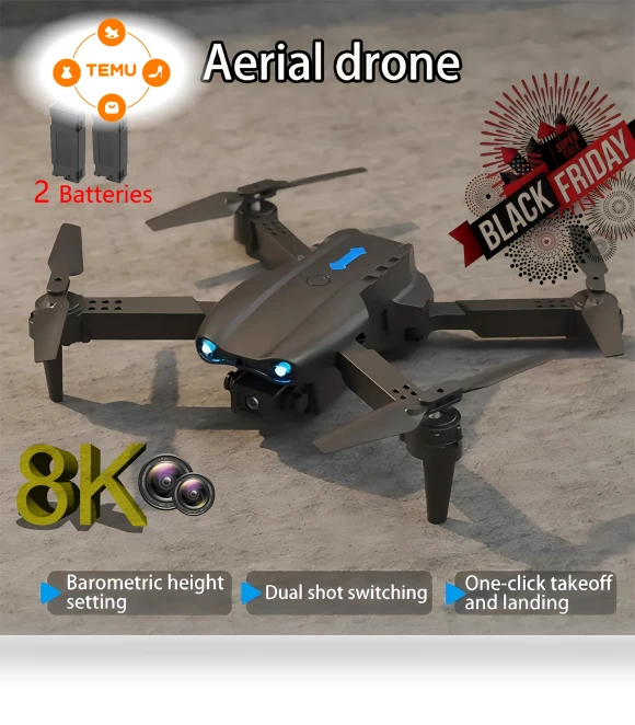 E99 Drone with 8K HD Dual Camera, Dual Batteries, Smart Remote Control Toy — Drones, ZYZM