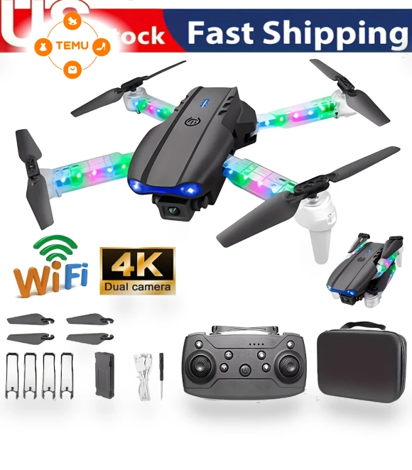 Remote Control Drone with LED Lights, Dual Cameras, Folding Quadcopter — Drones, ZYZM