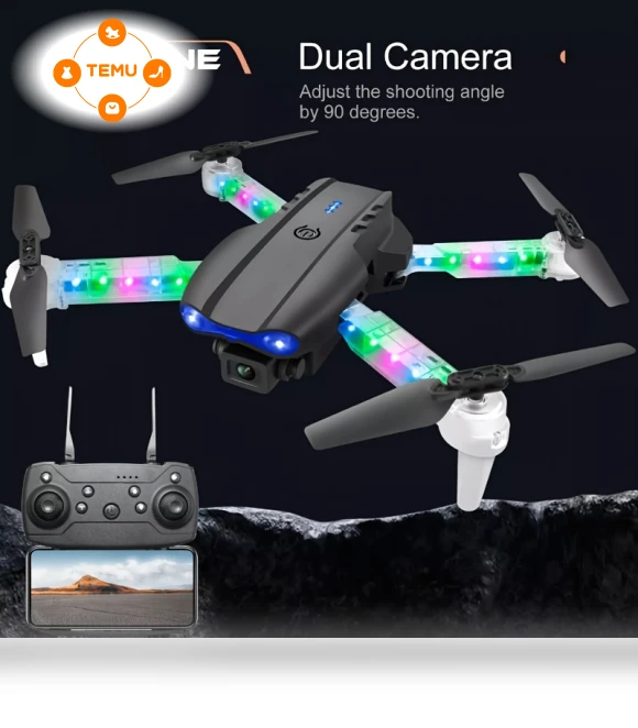 Remote Controlled Lighting Drone with Dual Camera, Foldable Quadcopter — Drones, ZYZM
