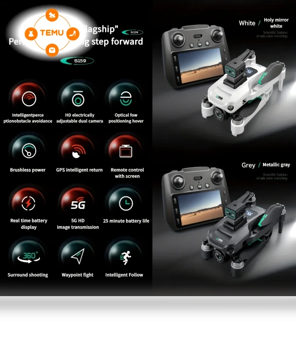 High-looking GPS Drone with 4K Camera and Screen Remote Control — Drones