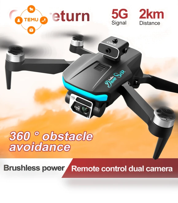 GPS Drone with Dual Cameras, Brushless Motor, Foldable Design — Drones