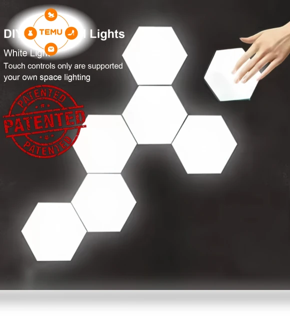LED Honeycomb Quantum Hexagon Wall Lamps - 6pcs, Sensor Night Lights — Wall Lighting