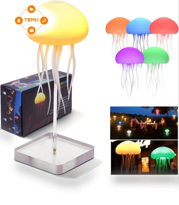 RGB Gradient Cute Jellyfish Night Light with Touch Sensor — Night Lights