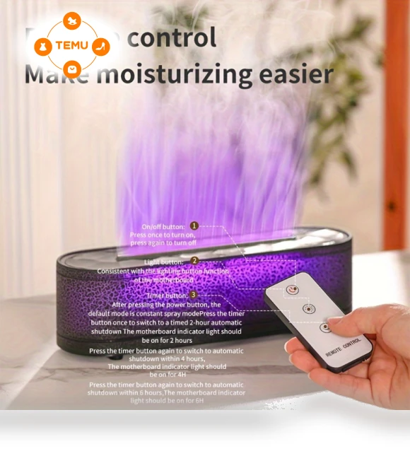 1200ml Emotional Flame Humidifier with Aromatherapy Diffuser — Air Moisturizers