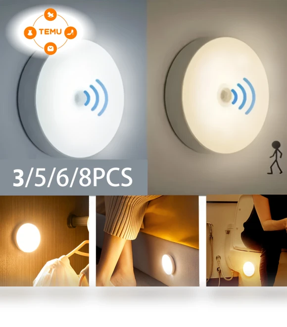 Motion Sensing LED Night Light, USB Rechargeable Magnetic Stick — Night Lights