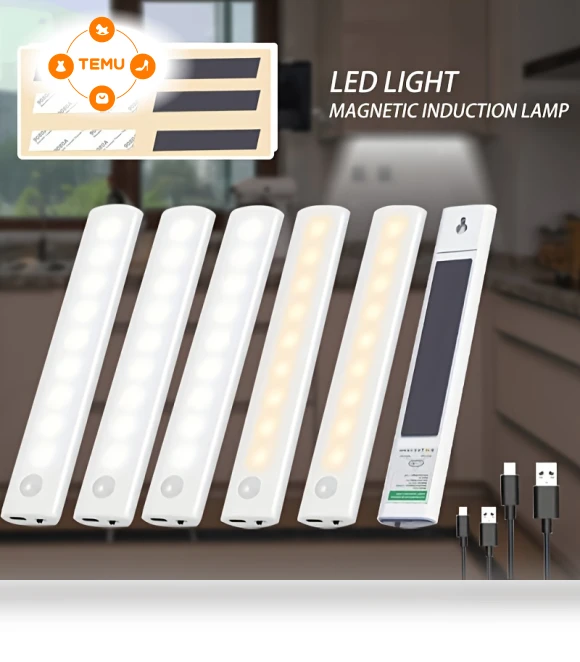 USB Rechargeable LED Motion Sensor Lights - 6pcs Magnetic Wireless Cabinet Lighting — Step Lights