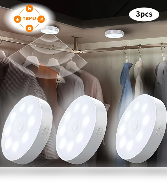 Magnetic LED Motion Sensor Lights - USB Rechargeable, 8LED Wall Lighting — Night Lights