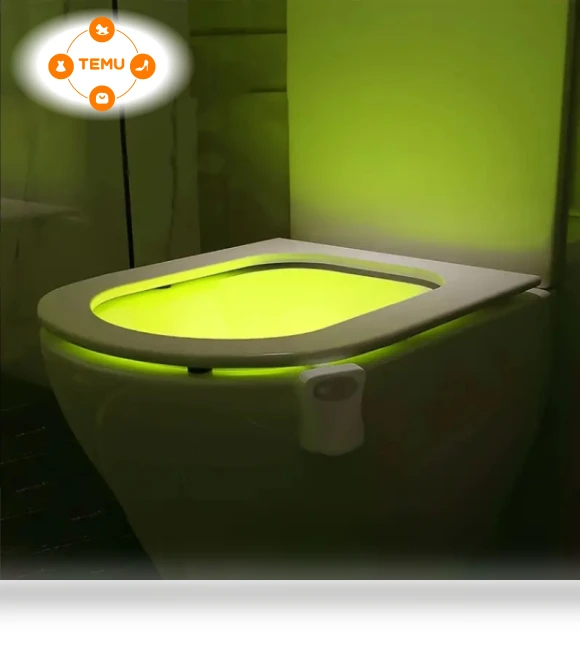 16 Color Toilet Night Light with Motion Sensor — Black Light