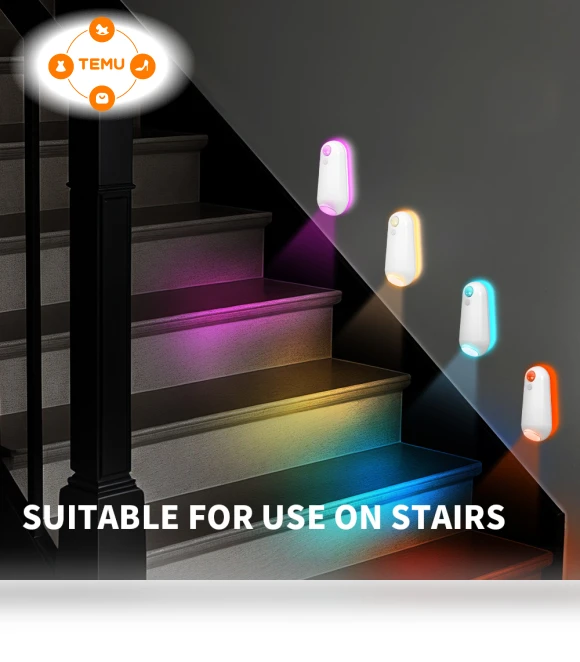 LED Night Light with Motion Sensor, 7 Light Colors, USB Rechargeable — Night Lights