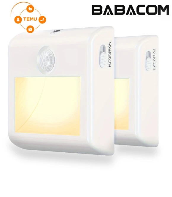 Motion Sensor Night Light, 2 Pack Plug In Wall Dimmable LED Night Lights — Night Lights, Babacom