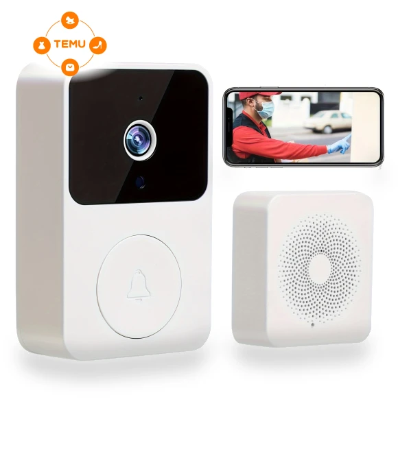Sleek White Smart Doorbell Camera with HD Video & Night Vision — Smart Home Security