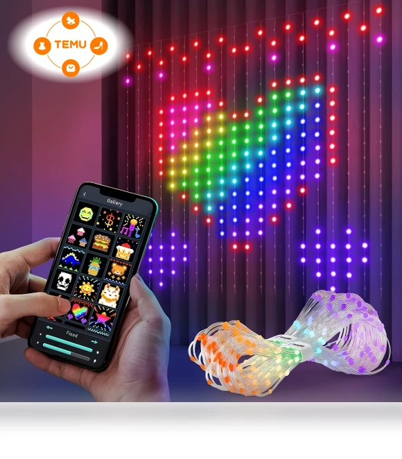 Smart Curtain Light with App, 400RGB Programmable LED for Outdoor Party Decoration — Outdoor Light Projectors