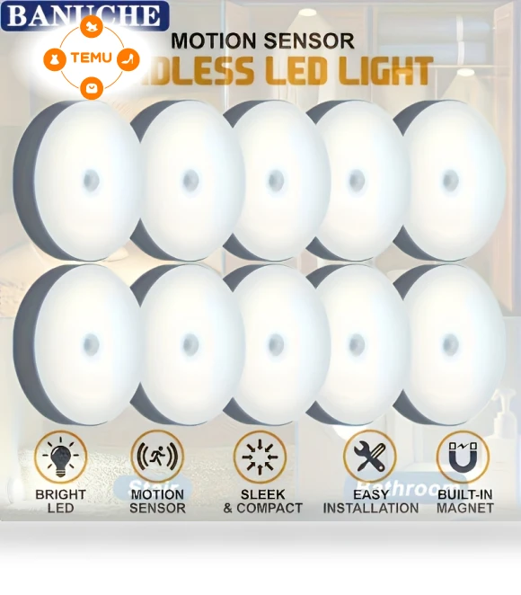 Smart LED Night Light - 10 Pack, Sensor Activated for Hallway, Closet, Bedroom — Night Lights