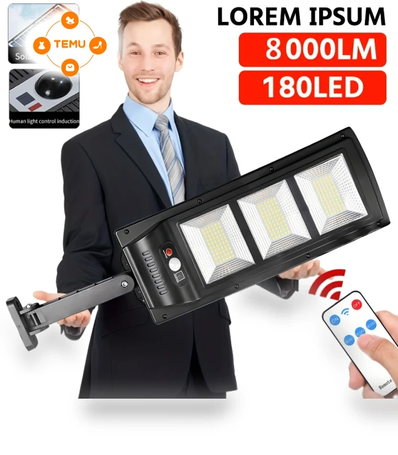 Solar LED Wall Light with Motion Sensor - 8000lm, 6500k, Waterproof Outdoor Security Lamp — Outdoor Security & Flood Lighting