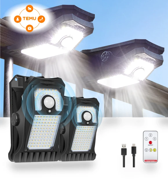 2 Pack 118LEDs Solar Lights Outdoor Clip Motion Sensor Lights — Outdoor Security & Flood Lighting