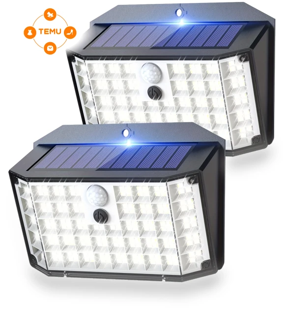 132 LED Cold White Solar Outdoor Lights with Motion Sensor — Outdoor Security & Flood Lighting, Claoner