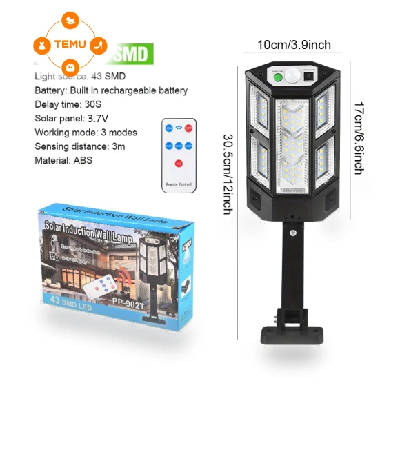 Solar Sensor Wall Lamp, 6500k LED with Motion Sensor, Outdoor Garden Security Light — Outdoor Security & Flood Lighting