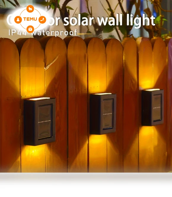 Solar Wall Lights Up Down 4 Pack, Outdoor Sunlight Sensor Lamp IP44 Waterproof LED Modern Deck Lighting — Outdoor Deck Lighting