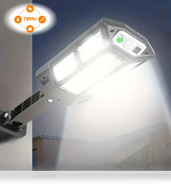 6500K LED Solar Wall Light with Motion Sensor, 3 Lighting Modes — Outdoor Security & Flood Lighting