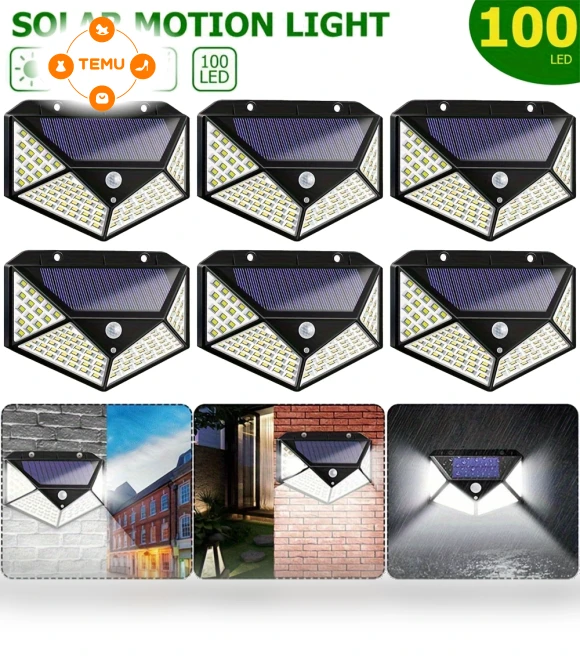 LED Solar Wall Light - 6 Pack, Bright, Waterproof, 3-Mode Sensor — Garden Illumination