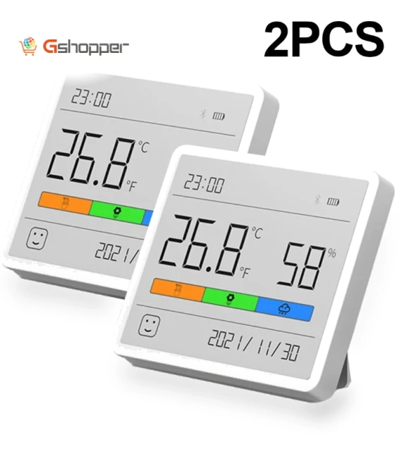 Temperature Humidity Meter LCD Digital Thermometer Hygrometer Sensor Gauge Weather Station Clock — Home Climate Control, Xiaomi