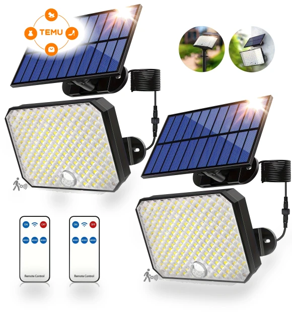 Ultra Outdoor Solar Lights Pack of 2 with Motion Sensor and Remote Control — Outdoor Security & Flood Lighting, Ultra