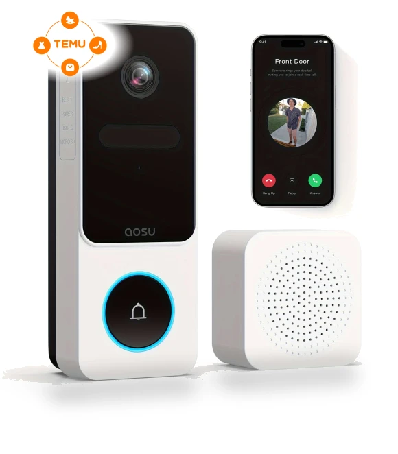 Wireless Video Doorbell Camera with Smart Human Detection — Smart Home Security, AOSU