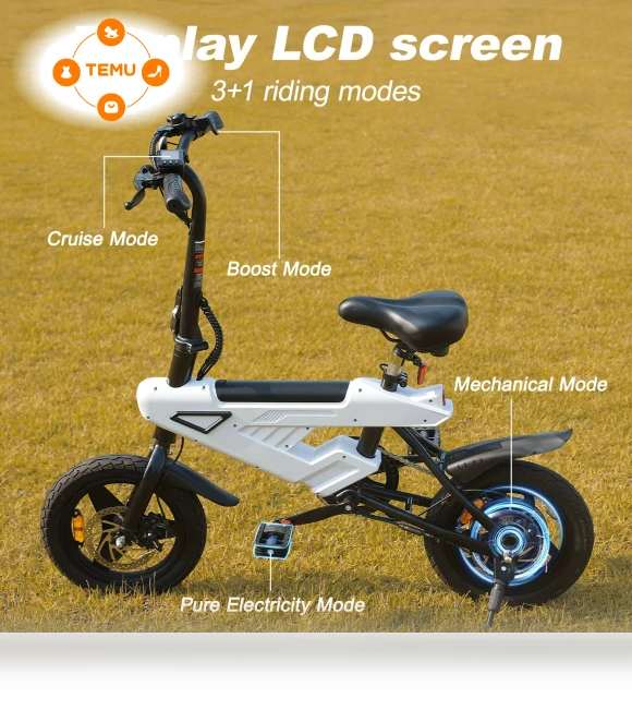 Electric Bike for Adults 500W Motor, 20 MPH, 14'' Frame with Removable Fast-Charging Battery — E-Bikes, VDL