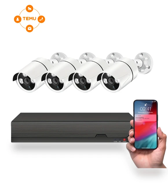 3K Outdoor CCTV Camera System with Human Detection, 4CH DVR, 4x 4MP Cameras, Night Vision — Security Cameras