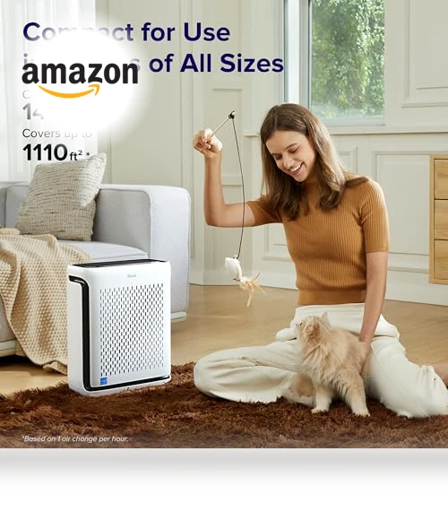 Air Purifier for Home Large Room with Air Quality Monitor, Smart WiFi, HEPA Sleep Mode — Electrostatic Air Purifiers, LEVOIT