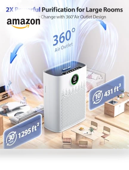 Smart Air Purifier for Large Rooms with PM2.5 Display and Aromatherapy — Electrostatic Air Purifiers, ECOSELF