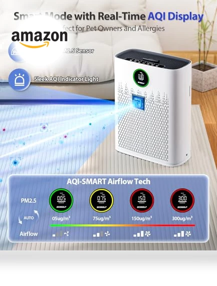 Smart Air Purifier for Large Rooms with PM2.5 Display and Aromatherapy — Electrostatic Air Purifiers, ECOSELF