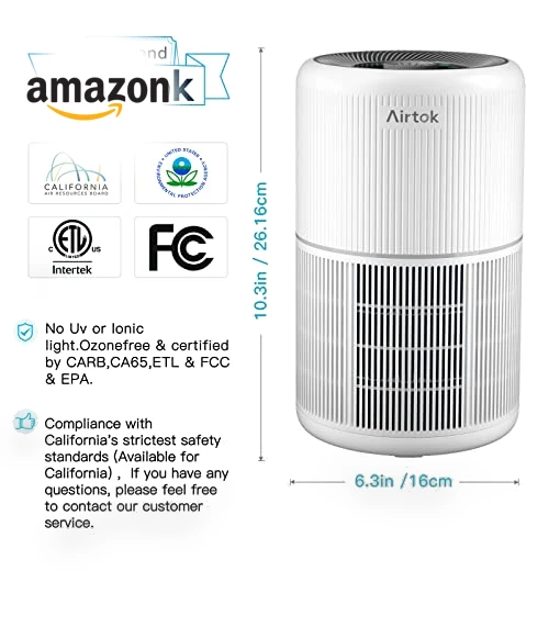2 Pack H13 True HEPA Air Purifier for Home, Bedroom, Smoke, Dust, Odors, Pollen, Pet Dander — Electrostatic Air Purifiers, AIRTOK