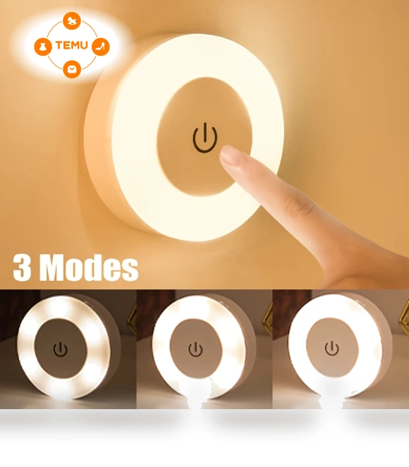 Dimmable Touch Sensor Wall Night Light with 3 Color Options — Night Lights